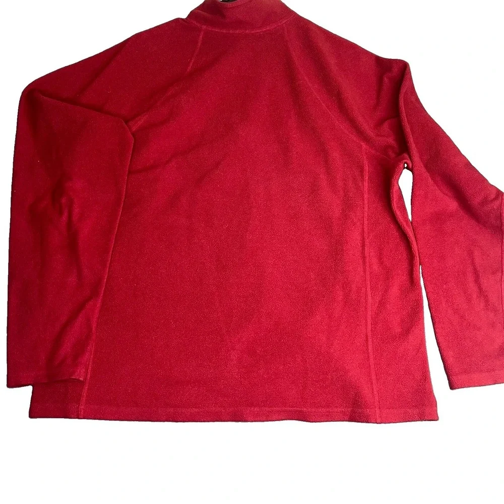 L.L. Bean Men's Large Red Fleece Quarter Zip Pullover Sweater Chest Pocket